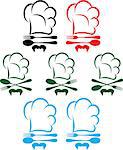 Vector icons with a chef's hat, a fork, a spoon and a mustache