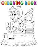 Coloring book with housewife 1 - eps10 vector illustration.