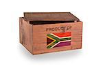 Wooden crate isolated on a white background, product of South Africa