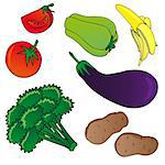 Vegetables and fruits collection 01 - vector illustration.