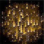 Digital Background. Pixelated Series Of Numbers Of Golden Color Falling Down.