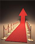 Red carpet arrow-shaped up. Your text next to the arrow.