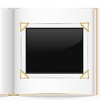 Open photo album on white background, vector eps10 illustration