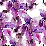 Original floral seamless wallpaper, watercolor illustration