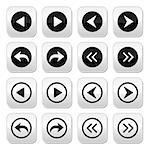 Grey square buttons set - gallery, website, computer menu isolated on white