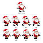 Santa Claus walking frames. Animation for mobile game, vector isolated objects.