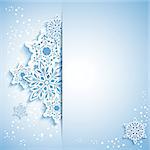 Christmas Snowflake Greeting Card with White Blue Background