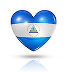 Love Nicaragua symbol. 3D heart flag icon isolated on white with clipping path