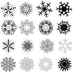 Set of winter frozen snowflakes. Fully editable EPS 10 vector version.