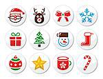 Xmas holidays vector round labels collection
