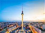 Berlin, Germany viewed from above the Spree River.