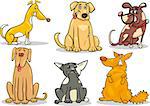 Cartoon Illustration of Funny Dogs or Puppies Pet Set