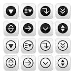 Vector buttons set - computer or website settings menu icons isolated on white