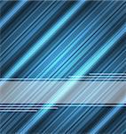 Illustration techno abstract blue background, striped texture - vector