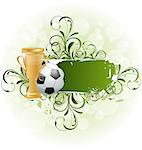 Illustration grunge floral football card with ball and prize - vector