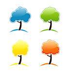 Illustration four seasonal icons with tree - vector