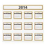 Paper 2014 calendar, vector eps10 illustration