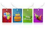 colorful birthday tags illustration design