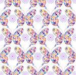 Vector illustration of seamless pattern with abstract triangles butterflies