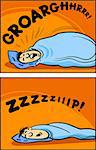 Cartoon Concept Illustration of Funny Snoring Sleeping Man
