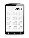 2014 Calendar on the screen of mobile phone, vector eps10 illustration