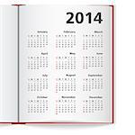 2014 Calendar in notebook, vector eps10 illustration
