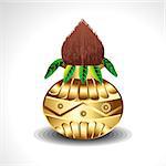 Golden Kalash With Coconut Vector illustration