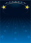 Blue circus poster with star shapes