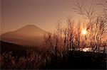 Mount Fuji and Lake Yamanaka at sunset, Yamanashi Prefecture