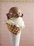 Chocolate and Vanilla Ice Cream Cone, Studio Shot