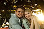 Portrait of Young Couple Outdoors, Mannehim, Baden-Wurttemberg, Germany