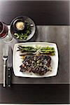 Overhead View of Steak and Asparagus, Studio Shot