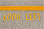 Look Left Sign on Street, Auckland, North Island, New Zealand