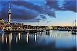 Skyline and Harbour at Dusk, Auckland, North Island, New Zealand