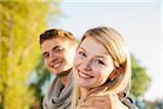 Portrait of Young Couple Outdoors, Mannheim, Baden-Wurttemberg, Germany