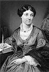 Harriet Martineau (1802-1876) on engraving from 1873. English social theorist and Whig writer. Engraved after a painting by A.Chappel and published in "The Masterpiece Library of Short Stories'',USA,1873.