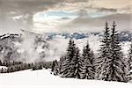 Downhill Ski Slope near Megeve in French Alps, France