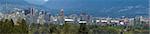 Vancouver BC Canada City Skyline Day and Grouse Mountain Panorama