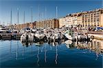 MARSEILLE, FRANCE - January 11: Boats on January 11, 2012 in the Old Port of Marseille, France. Marseille is the second largest city in France, after Paris, with a population of 853,000.