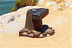 Old bollard at the pier, closeup