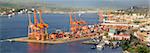 Port of Vancouver BC Canada with Ships Cranes and Cargo Containers Panorama