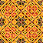 Seamless vector texture - Ukrainian cross-stitch on a yellow background
