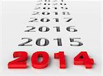 2014 future represents the new year 2014, three-dimensional rendering