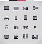 Set of the electronics and computers related icons