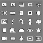 Photography icons on gray background, stock vector