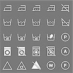 Laundry icons on gray background, stock vector