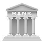 Bank building symbol. Illustration on white background