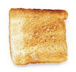 toasted slice of white toast bread, on white background with shadow