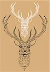 Christmas deer head with abstract geometric pattern, vector illustration