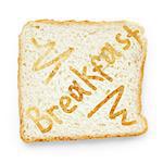 slice of bread for breakfast, on white background with shadow